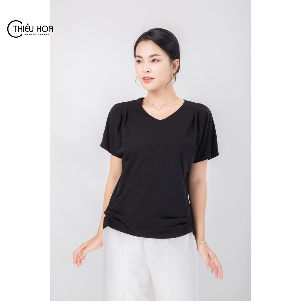 Áo thun trơn nữ trung niên Thiều Hoa chất liệu Cotton thoáng má K0210