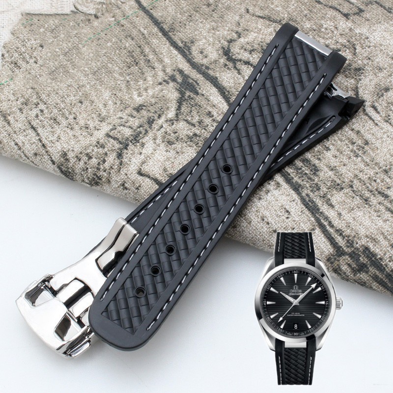 B25♤Dây Đeo Tay Bằng Cao Su Silicone Đầu Cong 20mm Cho Omega Seamaster 300 Aquaterra