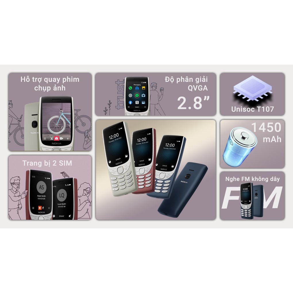 Điện thoại Nokia 8210 4G - Hàng chính hãng