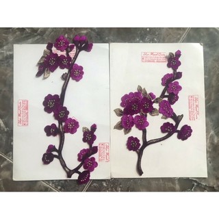 Cành hoa mai thêu chỉ lụa