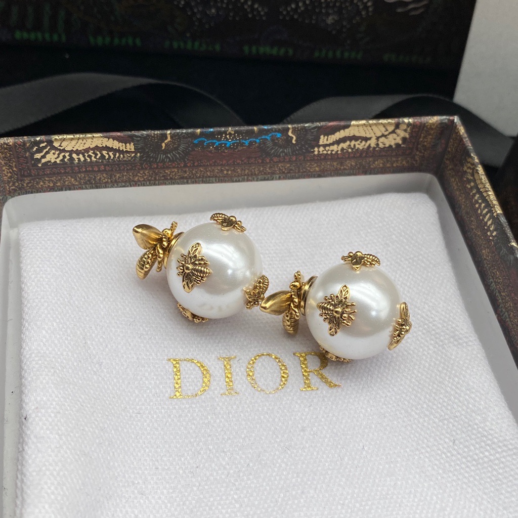 Dior Bông Tai Hình Ong Và Ngọc Trai Thời Trang