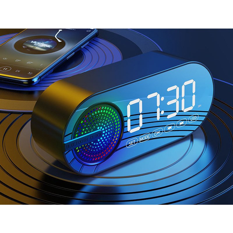 Loa bluetooth mini G30, kiêm đồng hồ báo thức ,nghe đài FM, màn hình tráng gương hiển thị đèn led - BH 1 đổi 1