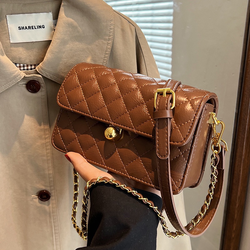 Túi Đeo Chéo Màu Đen Đính Kim Cương Giả Thời Trang Cho Nữ