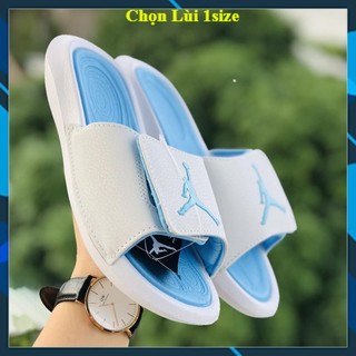 Dép jd6 hydro ❤️FREESHIP + LÙI 1 Size ❤️ quai ngang bóng rổ nam nữ JD6 màu trắng xanh, có tem mác, bao bì đầy đủ