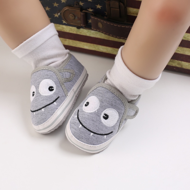Giày Vải Cotton Chống Trượt In Hình Mặt Động Vật Hoạt Hình Dễ Thương Cho Bé Sơ Sinh