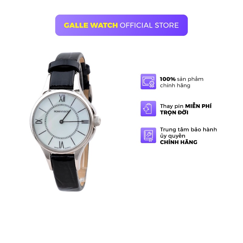 Đồng hồ Romanson Watch RL0364LWWH nữ mặt nhỏ kính chống xước, máy Thụy Sĩ chống nước, dây da cao cấp chính hãng