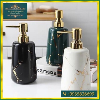 (Có sẵn ) Bình sứ 400ml đựng nước rửa tay , sữa tắm , dầu gội cao cấp
