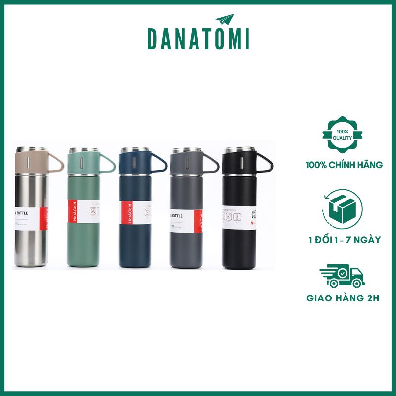 Bộ Bình Giữ Nhiệt Inox Kèm Cốc VACUUM FLASK 500ml Cao Cấp