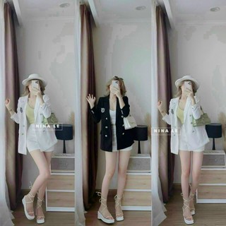 Set bộ vest 3 món lót thun gân kèm khoác vest cực chất kèm quần đùi