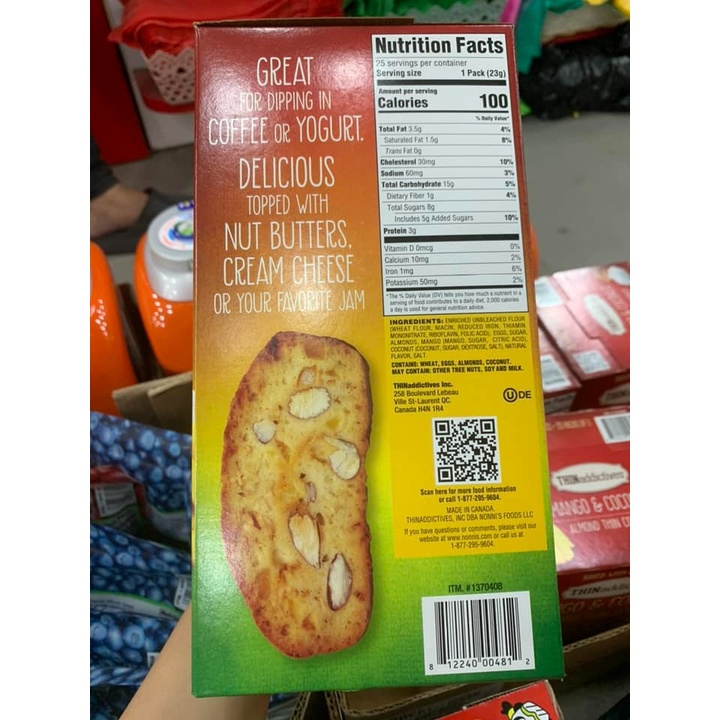 Bánh quy hạnh nhân xoài dừa date 4/2024 ăn kiêng THINaddictives - EDS Hàng Mỹ