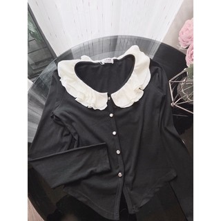 Áo zip len phối cổ bèo