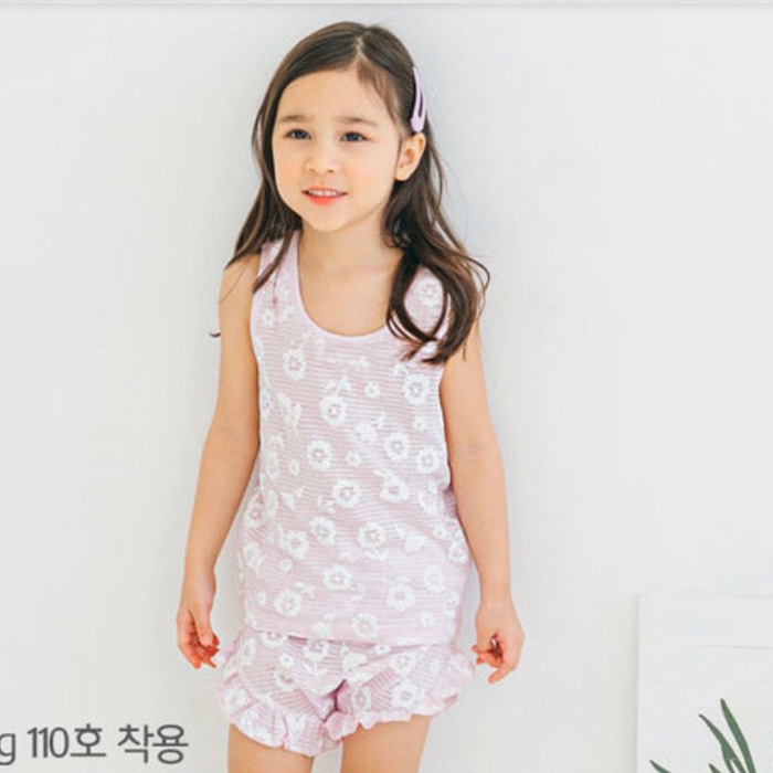 Bộ ba lỗ thun cotton mỏng mặc mát mẻ mùa hè hàng xuất Hàn từ 9kg đến 26kg màu tím cà in hoa