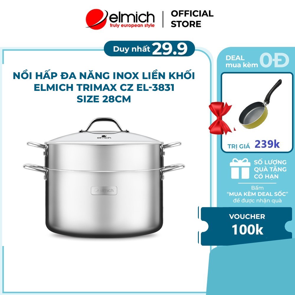 Nồi hấp đa năng inox liền khối Elmich Trimax CZ EL-3831 size 28cm