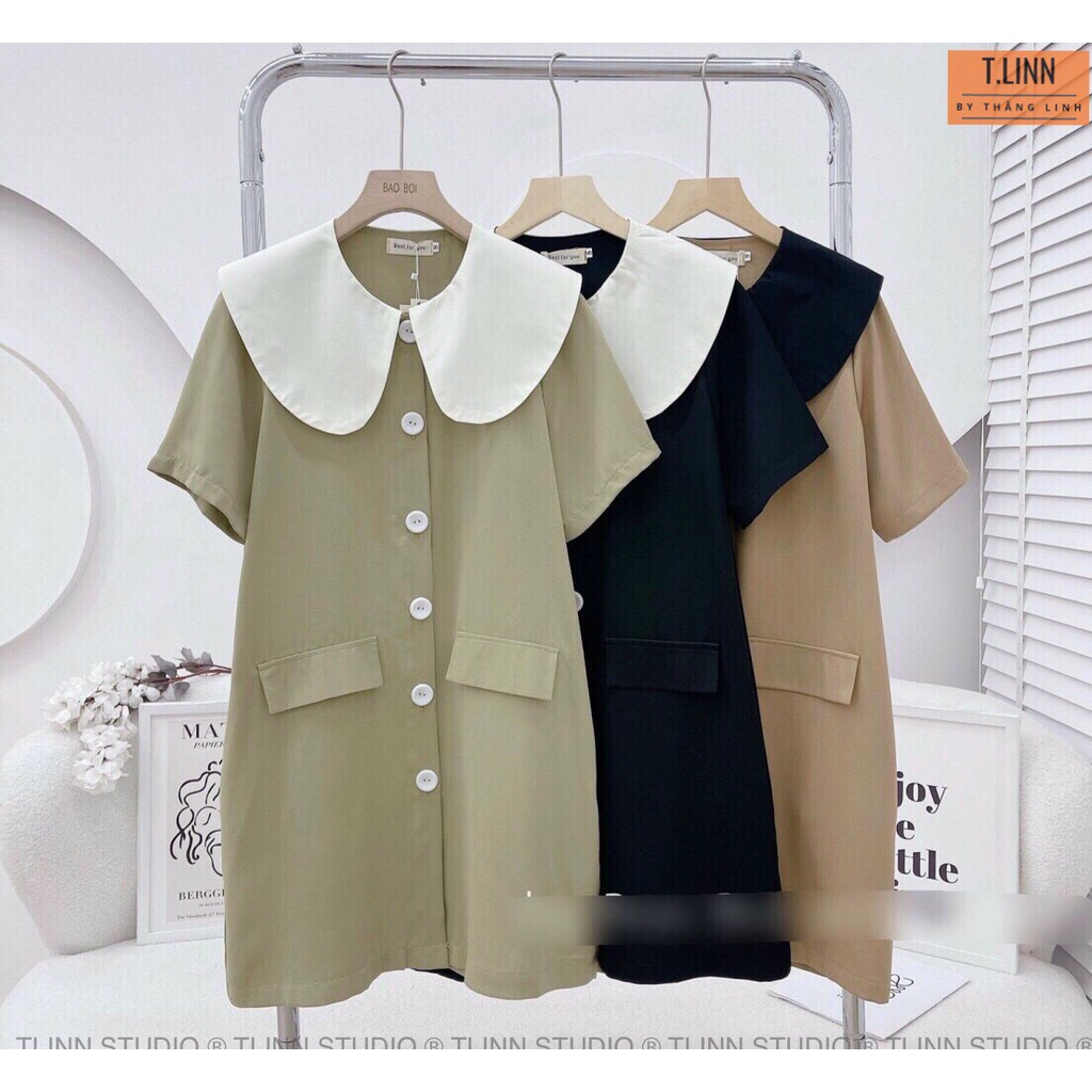 TWIN V03 Váy cổ pha retro phong cách thích hợp cho tất cả các phong cách TheTwinkle