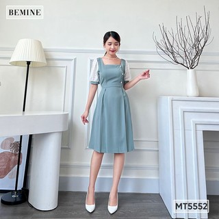 Đầm cổ vuông nút ngực tay phồng BEMINE MT5552