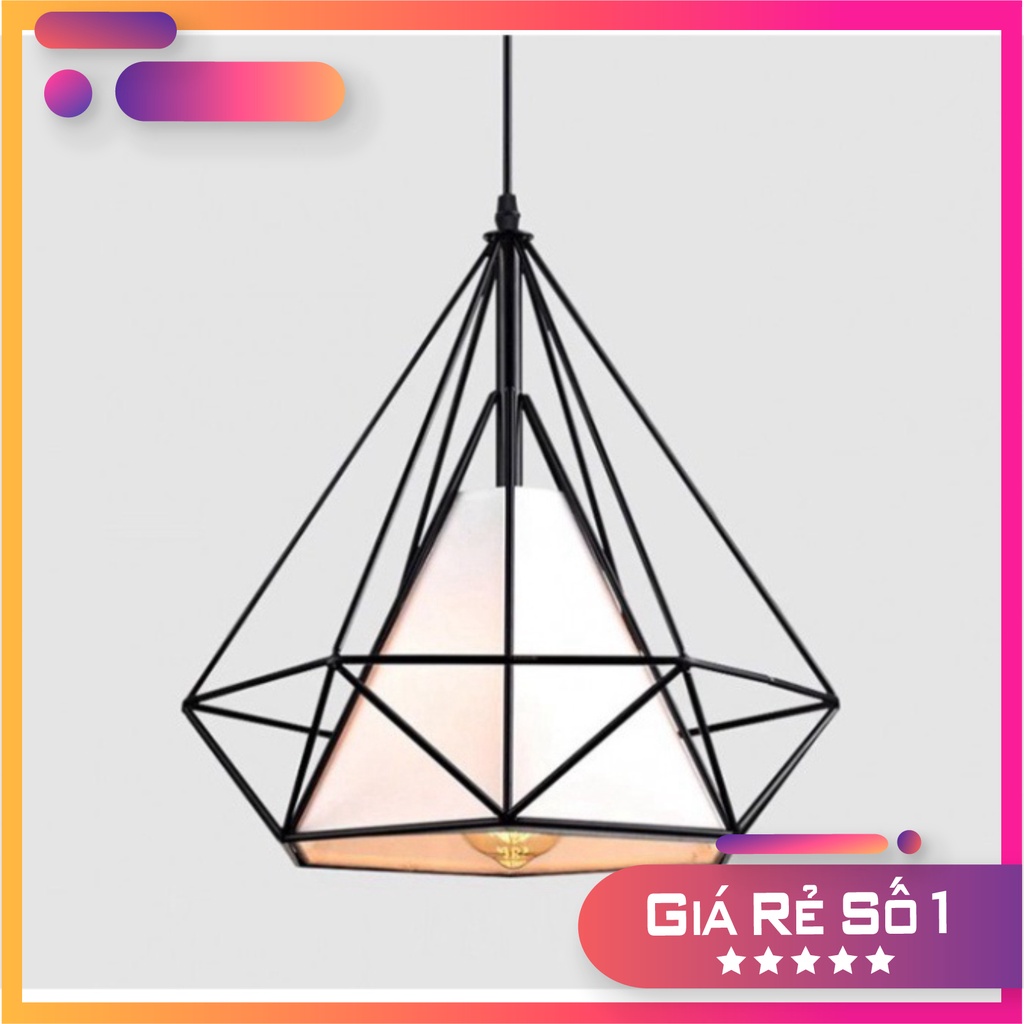 Đèn thả đơn kim cương khung sắt tĩnh điện kèm bóng led phi 250 + Video hướng dẫn lắp đặt DT 6527 OWL Lighting