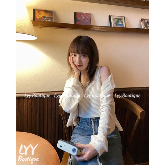 Set áo khoác cardigan kèm áo 2 dây croptop dáng trơn chất gạo xốp style Hàn Quốc LYY BOUTIQUE
