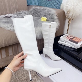 (hình thật-ib check sz) Boot đùi da lỳ mũi nhọn gót nhọn Mpb