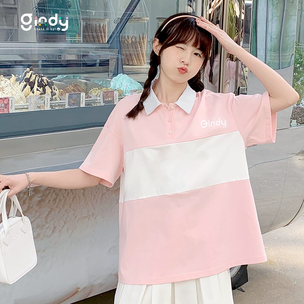 Áo thun polo nam nữ unisex hàn quốc form rộng GINDY phông cổ bẻ thời trang Local Brand A080