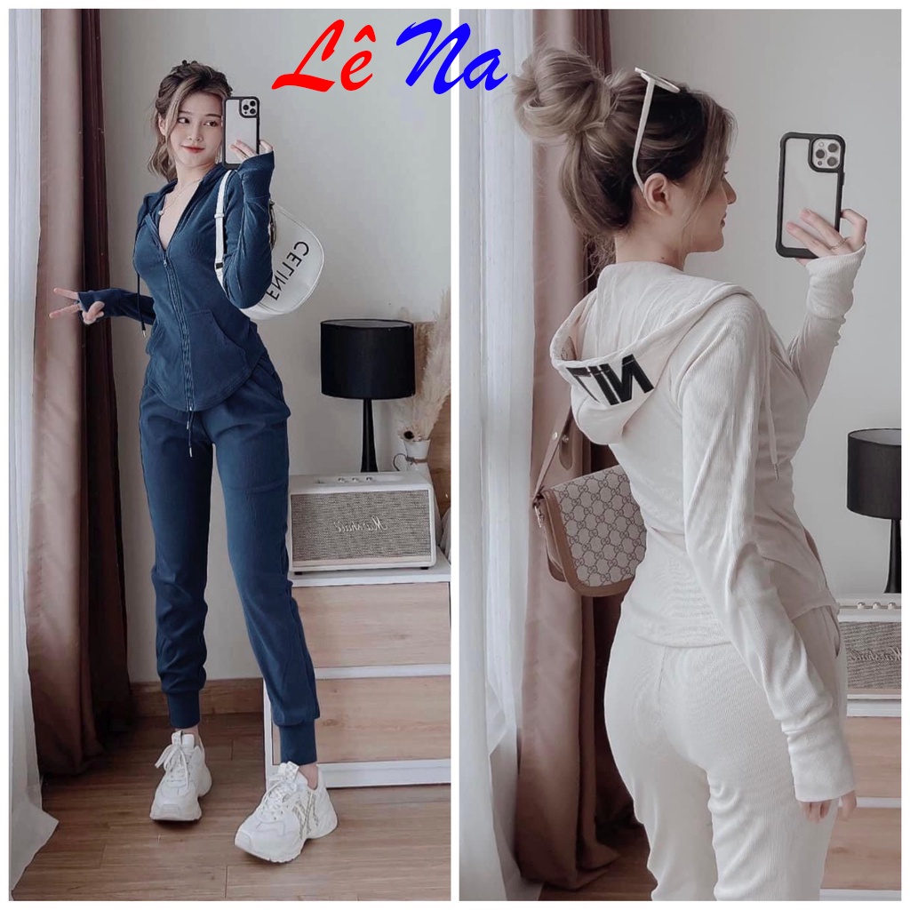 Set Bộ Áo Vạt Bầu Có Mũ Khóa Kéo SV51