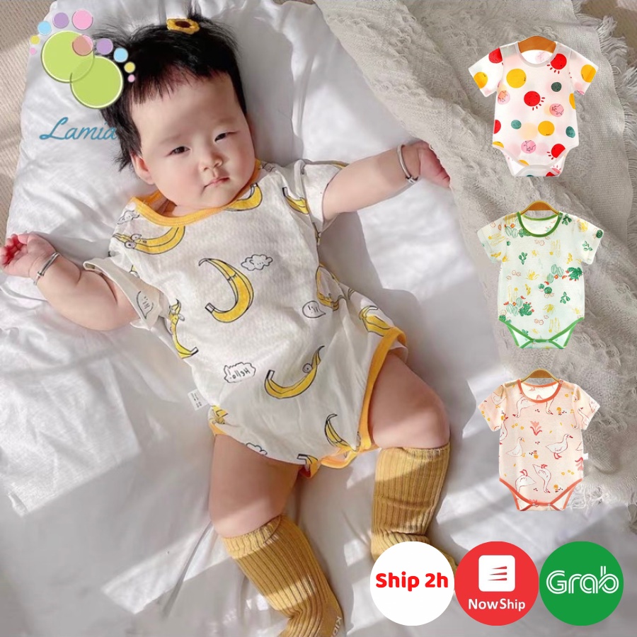 Bodysuit Cộc Tay Mùa Hè Mỏng Mát Hoạ Tiết Dễ Thương Cho Bé Trai, Bé Gái 𝟎𝟏𝐁𝐃𝐒