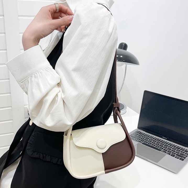 Túi đeo chéo nữ, túi xách đeo vai da mềm vá màu Lamminhstore 354