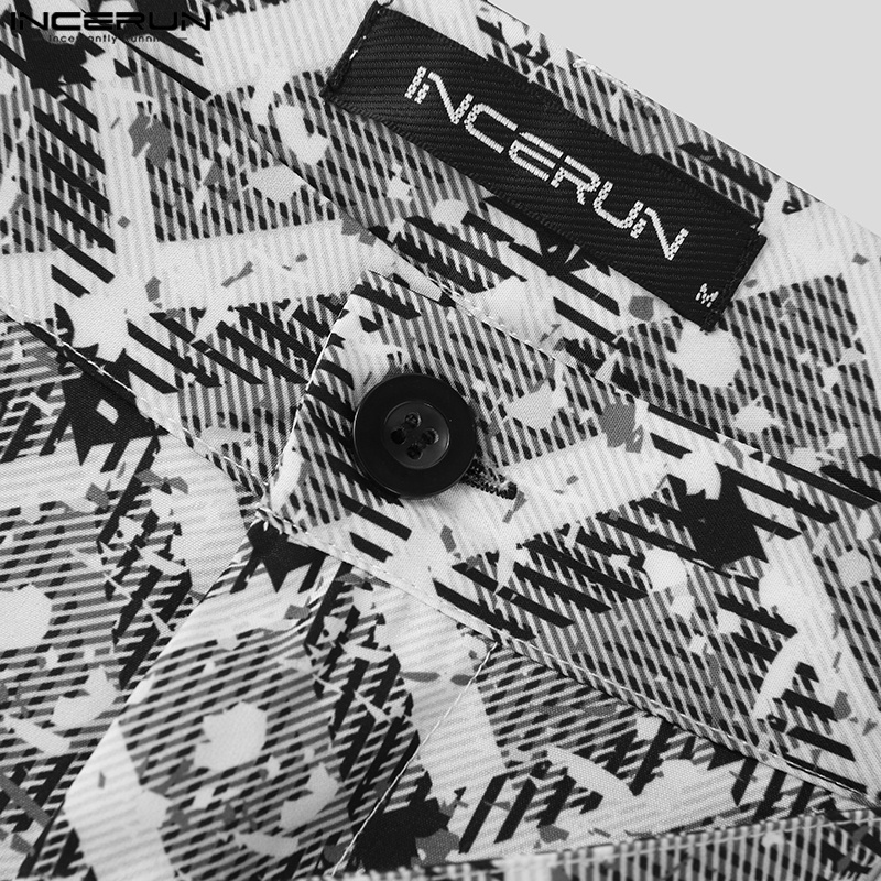 Quần dài Incerun họa tiết sọc caro in hoa phong cách hippie cổ điển thời trang cho nam