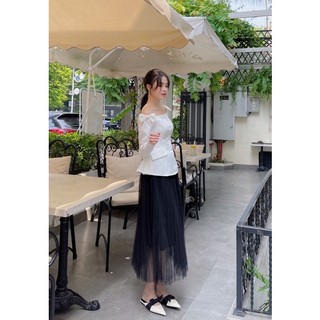 [6SIX closet] Chân váy lưới dập ly FREESIZE