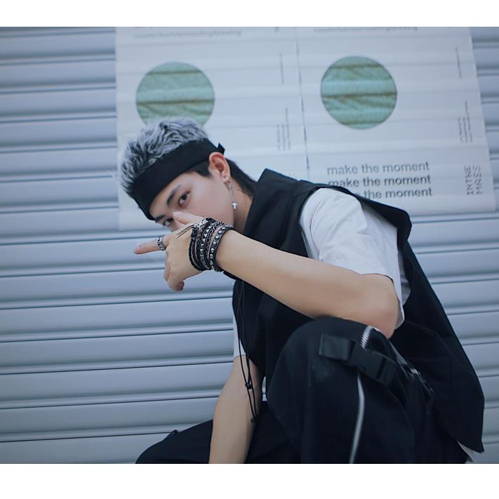 Mũ Trùm Đầu Gắn Tóc Giả Ngắn Phong Cách Hip Hop Trung Hoa