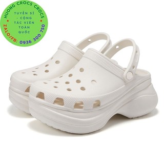 Dép sục đế xuồng nhựa đi mưa crocs bae đế cao 8cm clog cho nữ màu trắng