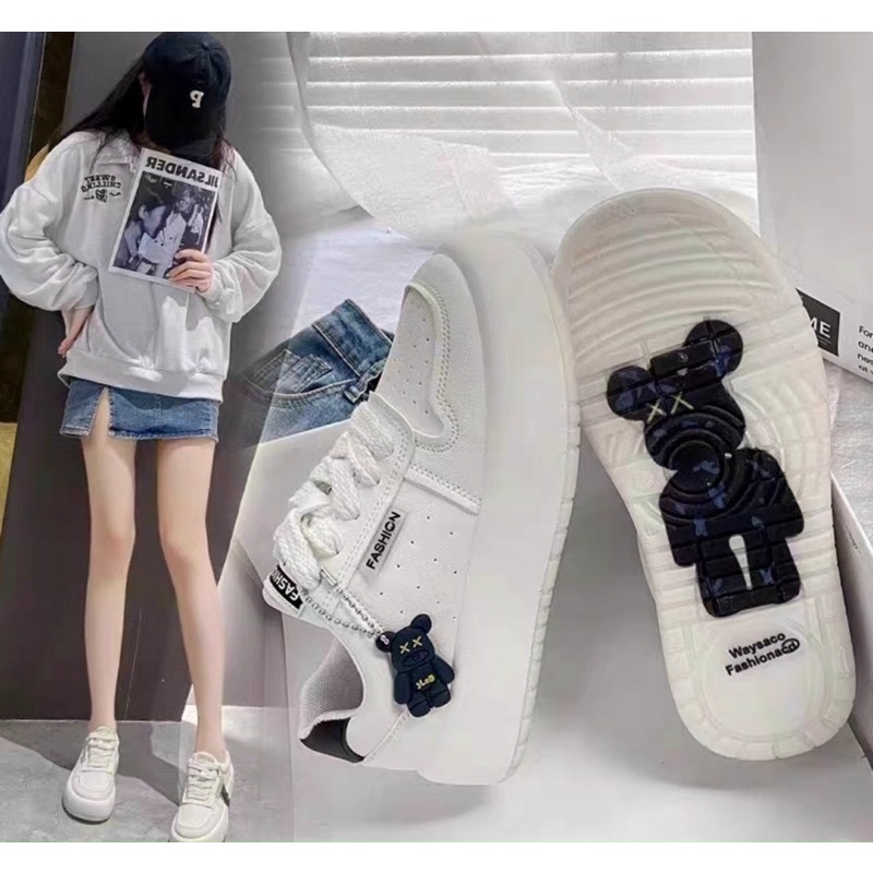 Giày thể thao nữ tag gấu da mềm êm chân