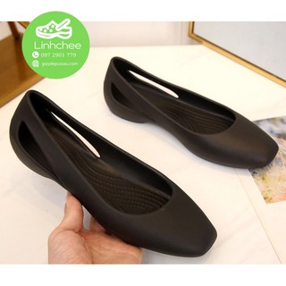 Giày búp bê laura sloane flat màu đen, đúc nguyên đôi, giày đi mưa