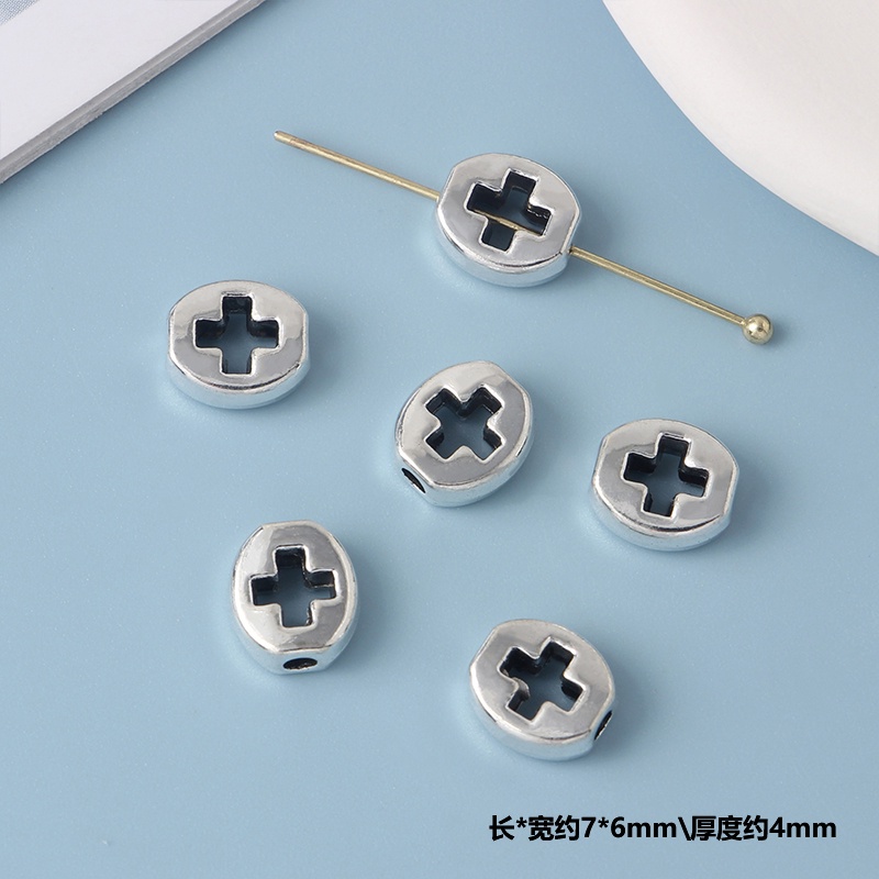Bộ 4 Hạt Xỏ Vòng Tay / Dây Chuyền Hình Thánh Giá Bằng Hợp Kim DIY