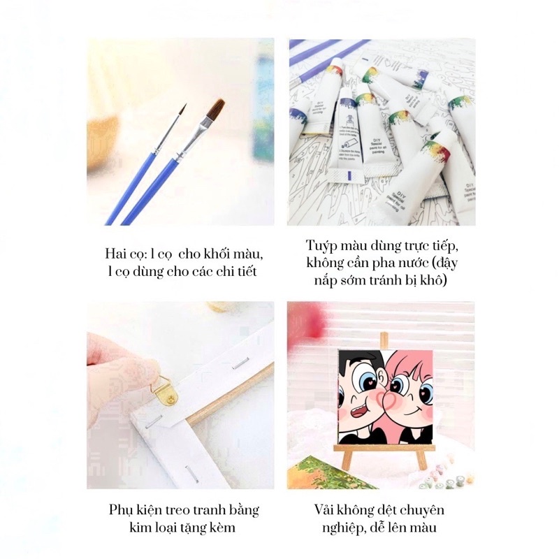 Tranh Số Hoá Tô Màu Cho cặp đôi - Tranh decor bàn học 20*20