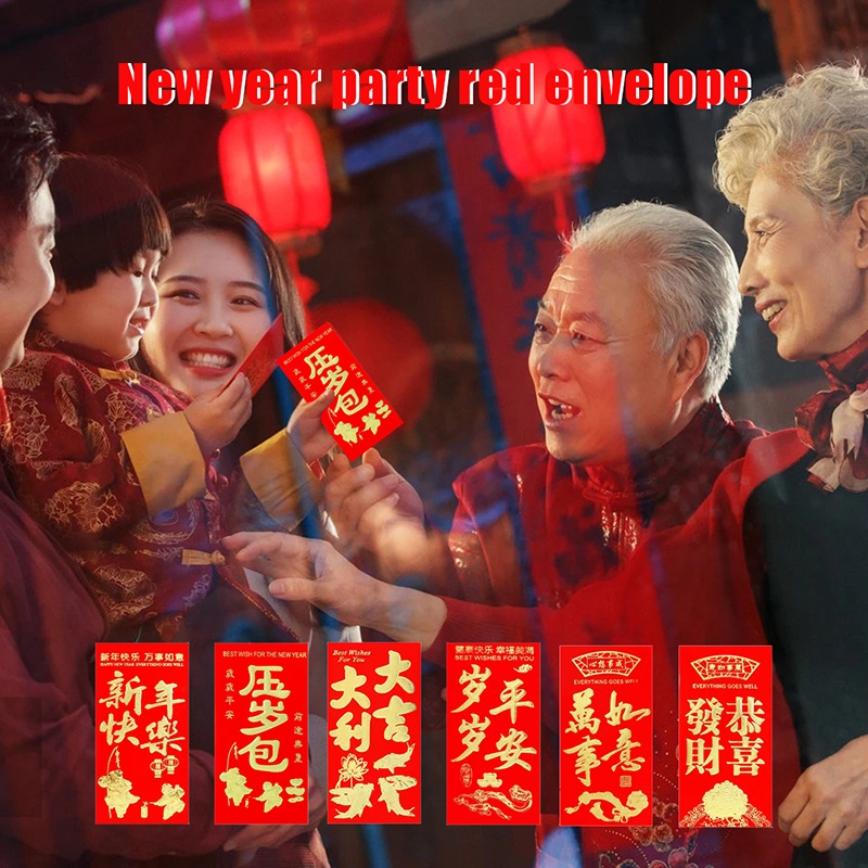 6PCS Bao Lì Xì Tết 2024 3d Độc Lạ Rồng Cute Mừng Năm Mới Màu Đỏ Phong Cách Trung Hoa 2024