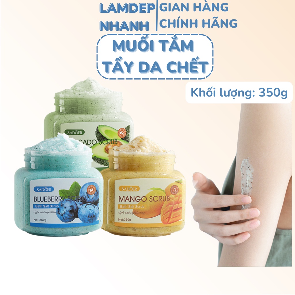 Muối Tắm Tẩy Da Chết Body chiết xuất hoa quả SADOER 350g - làm sạch sâu, loại bỏ các tế bào chết và dưỡng ẩm cho da