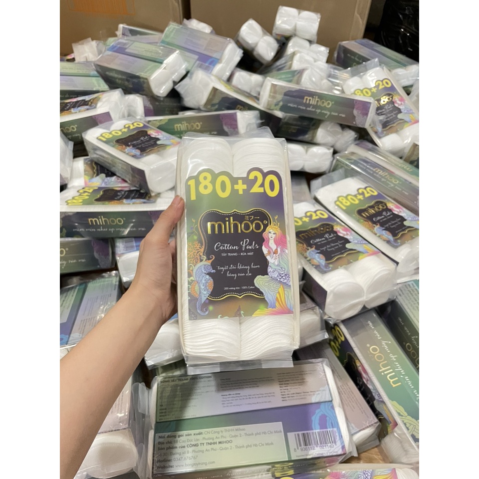 Bông tẩy trang Mihoo 180+20 Cotton Pad-chính hãng 100%