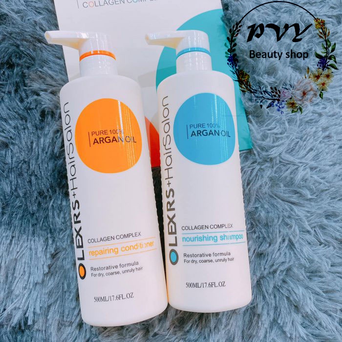 Bộ Gội Xả Hấp cao cấp Olexrs Hair Salon Argan oil dành cho tóc hư tổn, ngăn gãy rụng, kich thích mọc tóc