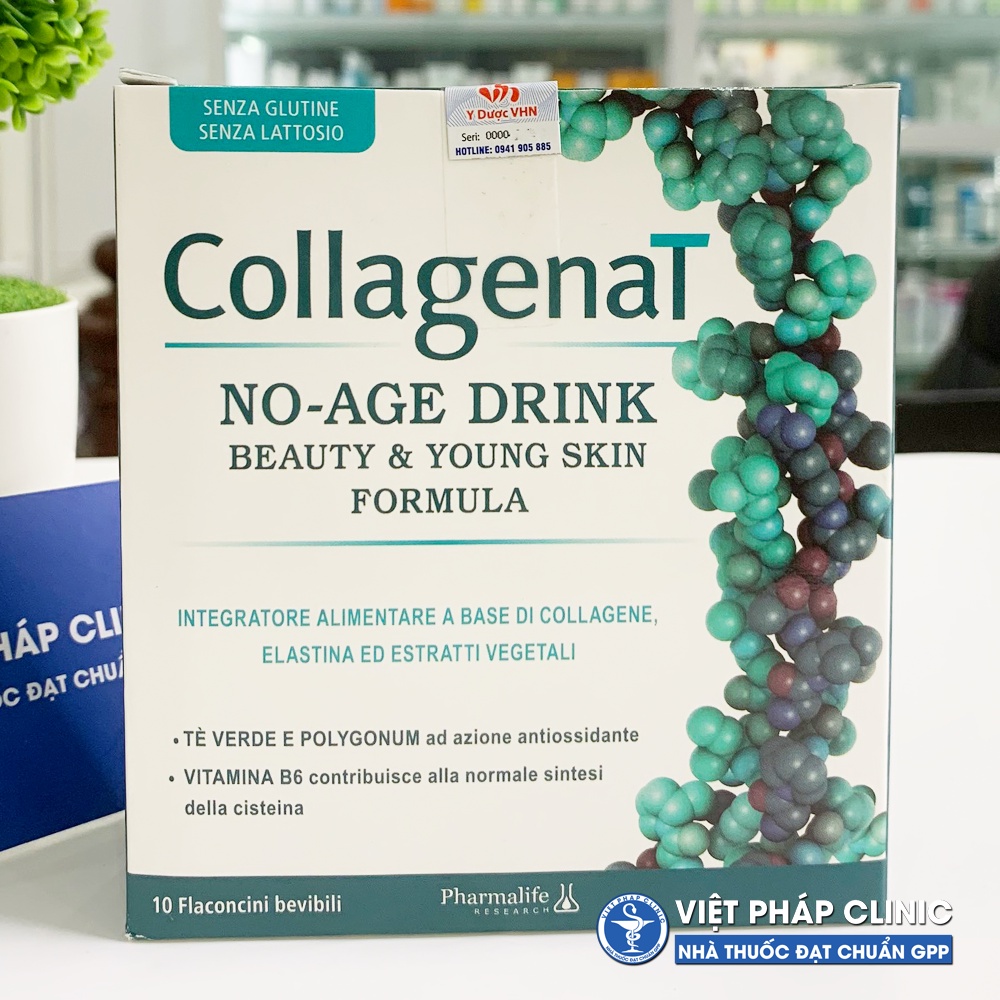 Collagen Uống Dạng Ống Collagenat No Age Drink PHARMALIFE Hỗ Trợ Ngăn Ngừa Quá Trình Lão Hóa, Hộp 10 Ống