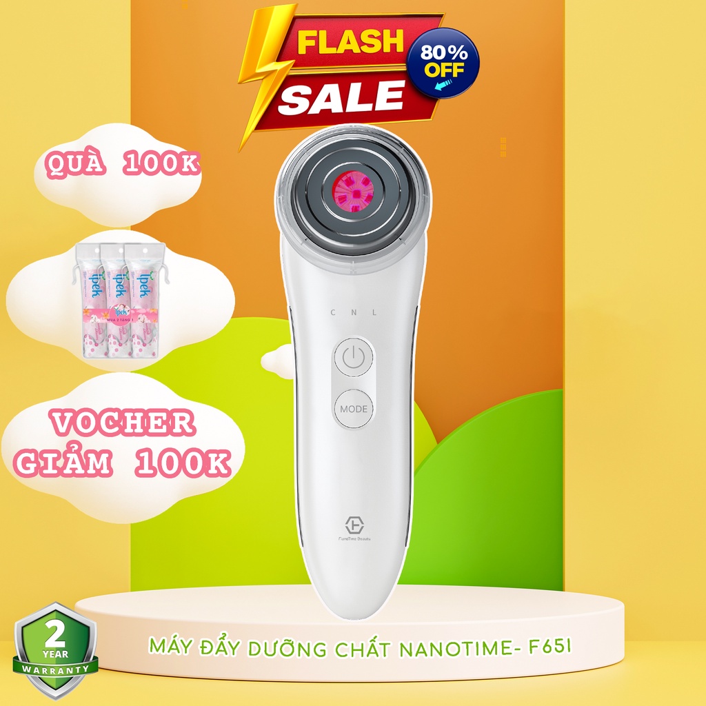 Máy đẩy tinh chất trẻ hóa da Nanotime F65I nhà HT Beauty, máy di tinh công nghệ siêu âm ION, nâng cơ EMS, trẻ hóa da Pho