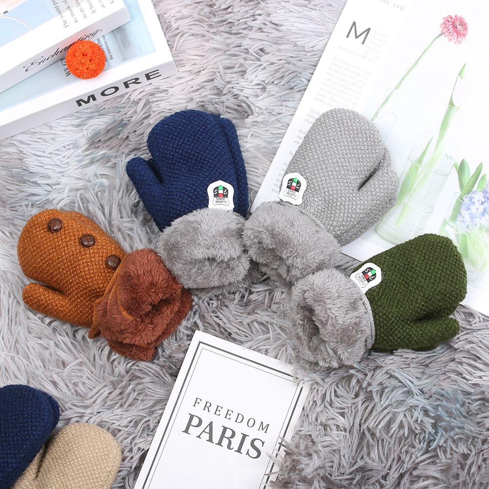 Găng Tay Lót Nhung Họa Tiết Hoạt Hình Dễ Thương Cho Bé 1 Tuổi