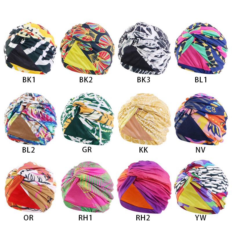 Mũ Turban In Hoa Chéo Thắt Nút Xoắn Chéo Phong Cách Hồi Giáo Cho Nữ