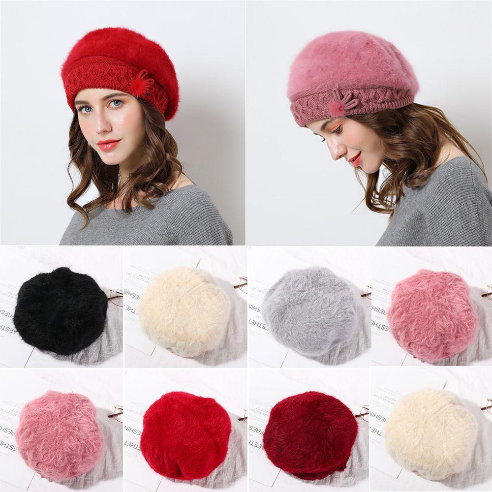 Mũ Beret Vải Dày Ấm Áp Màu Kẹo Ngọt Thời Trang