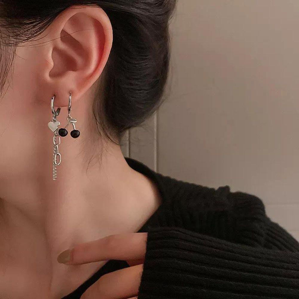 MXGOODS Khuyên Tai Hình Trái Cherry Gấu Phong Cách Gothic Thời Thượng Cho Nữ