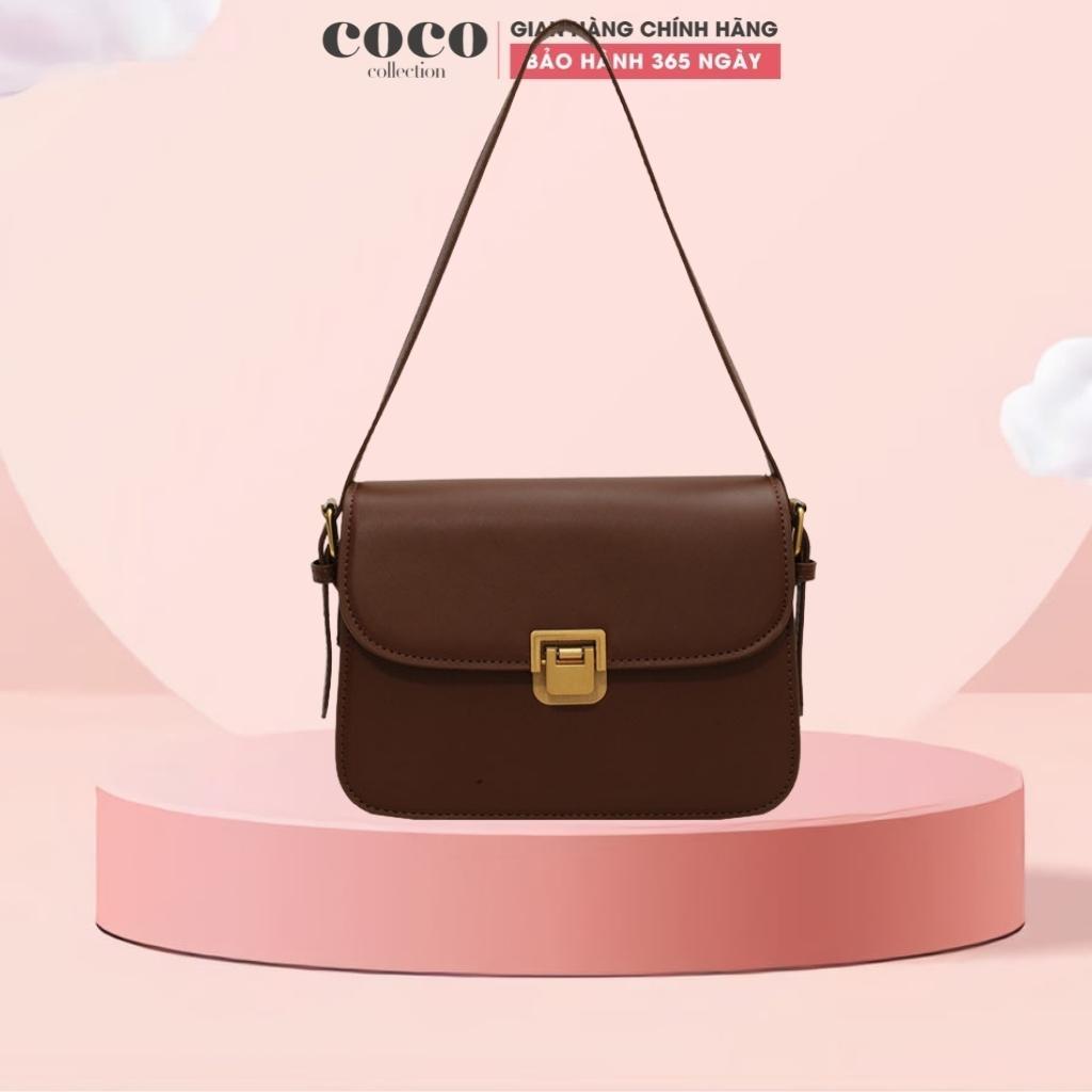 Túi xách nữ khoá gập da trơn dáng vuông thời trang kẹp nách cao cấp đi làm đi chơi, túi đeo chéo nữ TX045429 Coco Store