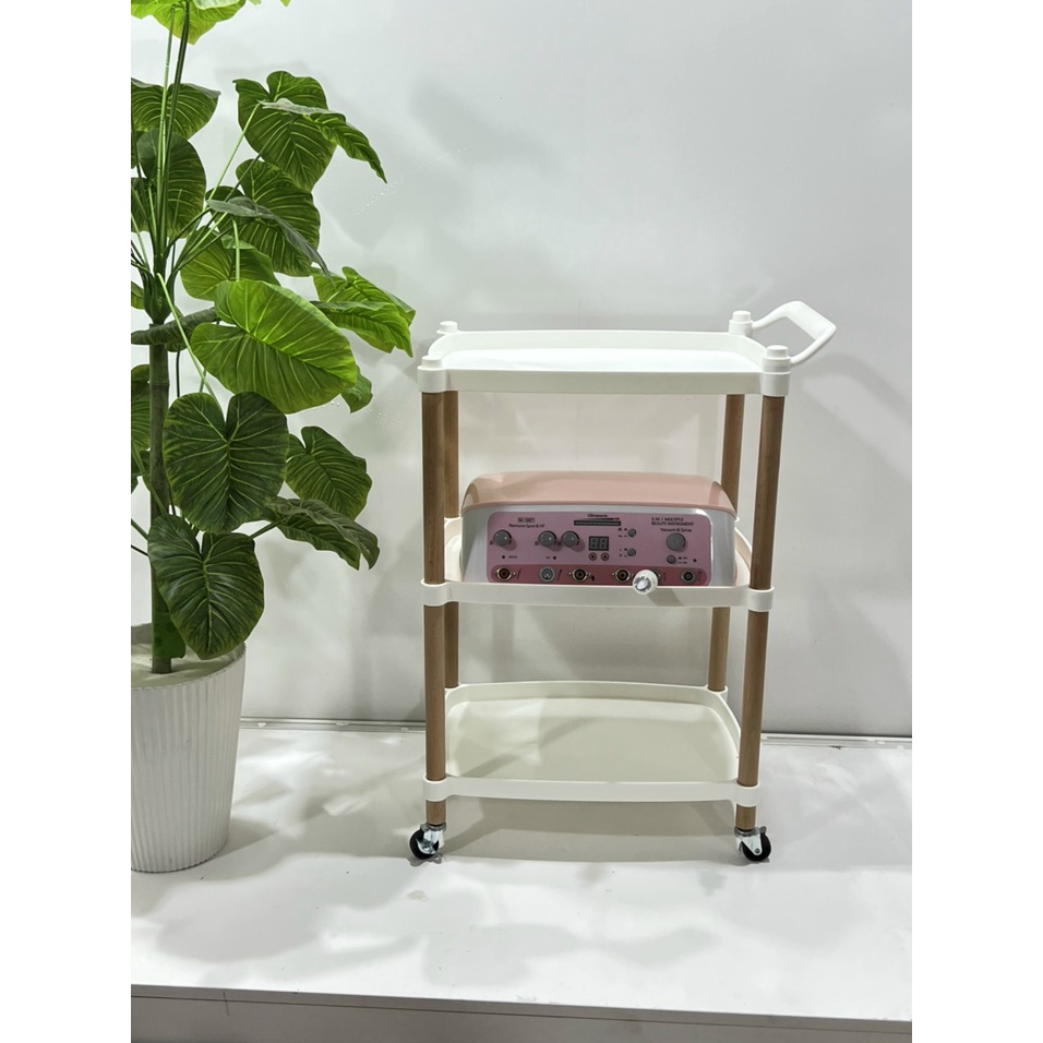 Kệ Xe Đẩy Nhựa 3 Tầng Có Bánh Xe Cao Cấp Chuyên Dùng Cho Spa ,Thẩm Mỹ Viện