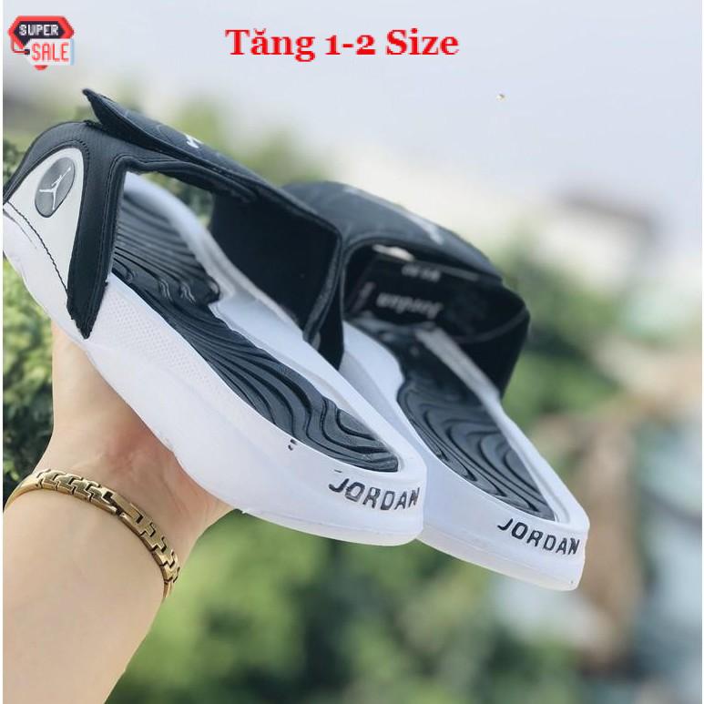 Dép jordan ❤️FREESHIP + HỘP+Tăng1-2 size nhé❤️ dép hydro quai ngang bóng rổ nam nữ JD4 trắng đen logo trắng, có tag mac