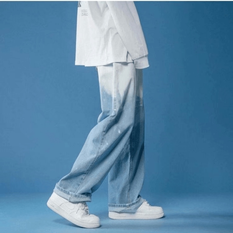 Quần Jean Nhuộm Màu Phong Cách Hip Hop Đường Phố Hàn Quốc Chống Mài Mòn Size S-3XL Thời Trang Cho Nam