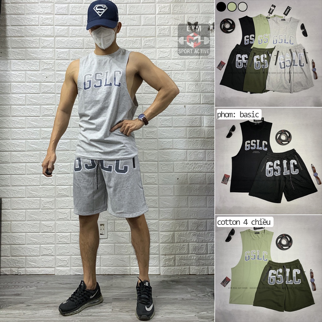 Bộ đồ thể thao nam tập gym quần short áo tank ba lỗ set GymShark Legacy cao cấp ( có bán lẻ quần hoặc áo )