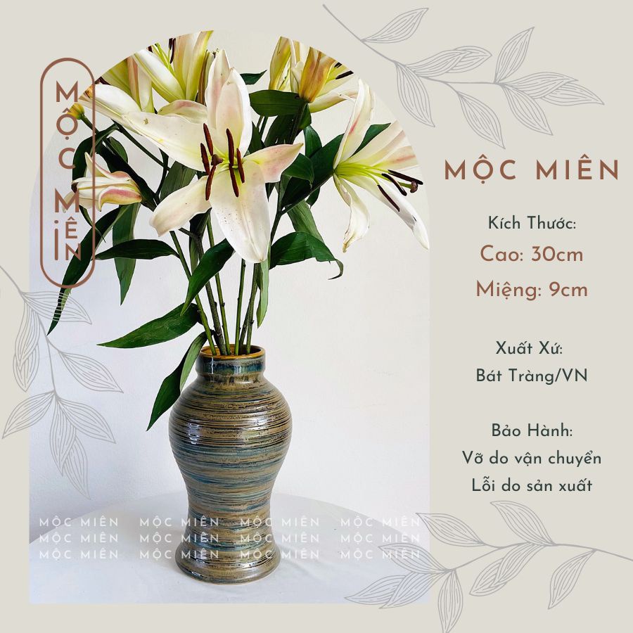 Lọ Hoa men hỏa biến men Ánh Bạc nhiều mẫu Gốm Mộc Miên, bình hoa trang trí decor gommocmien Bát Tràng